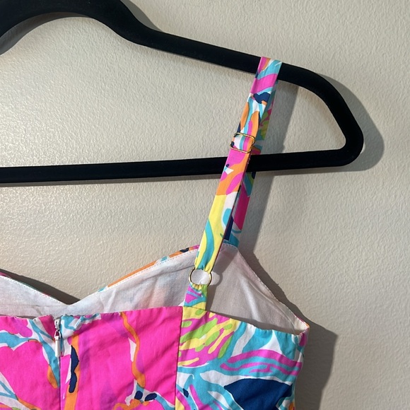 Lilly Pulitzer Dress Christine Besame Mucho‎ Women 2 smocked Poplin fit & flare - Picture 7 of 15